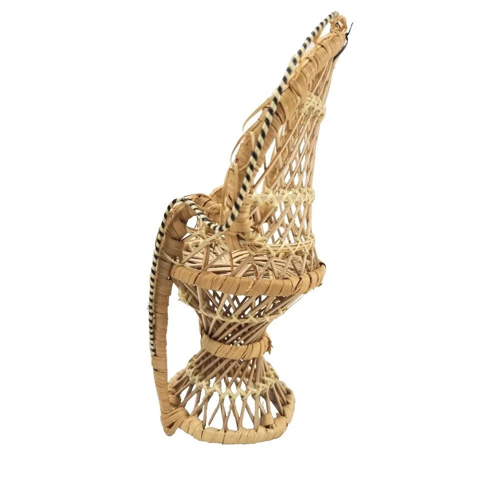 Vintage Wicker Peacock Fan Back‎ Rattan Chair 9